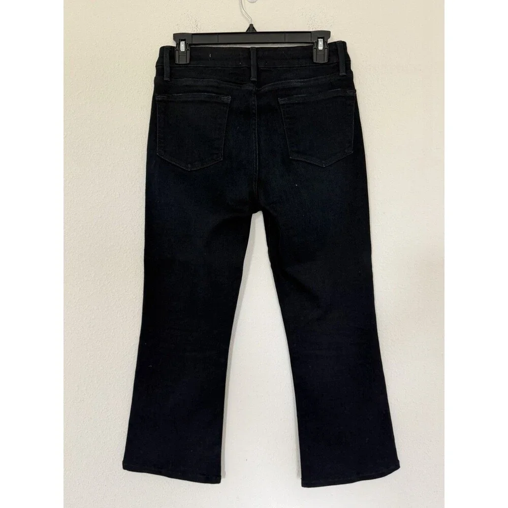 Frame Le Crop Mini Boot Jeans Women 28 Black High Rise Denim Cropped Flare 70s